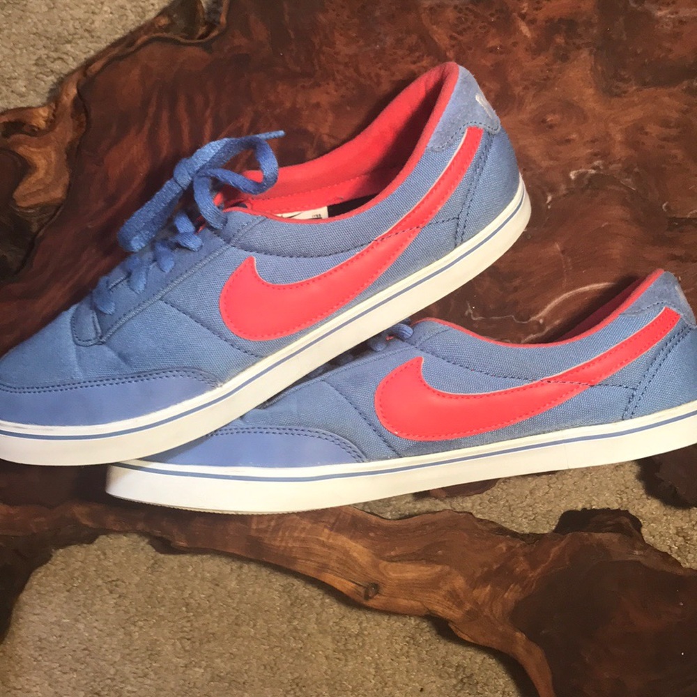 Old school blue and red Nike shoes.